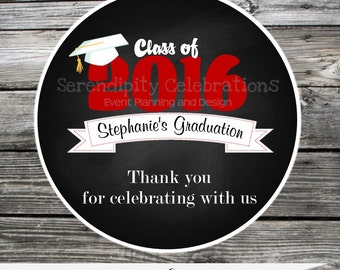 Graduation Favor Tag, Graduation Party Stickers, Set of 12, Personalized, chalkboard tags, college graduation tags, grad party, high school