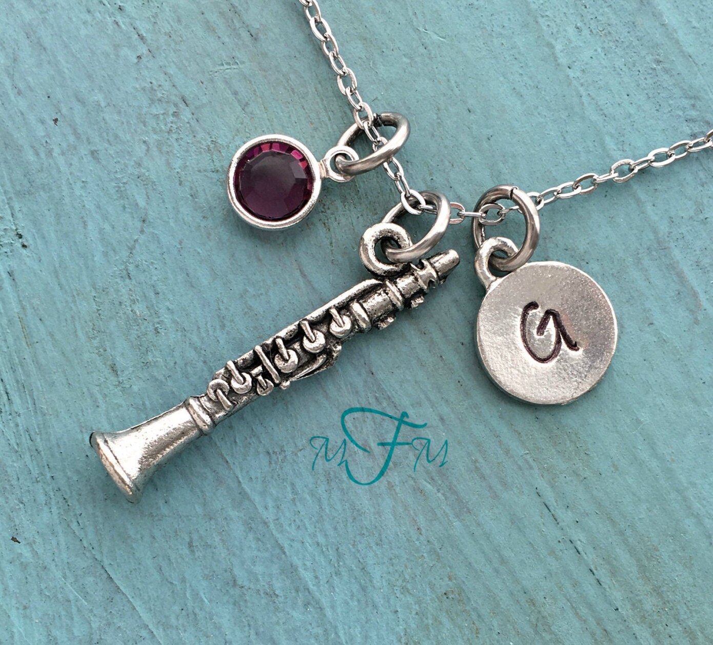 Charm Necklace Personalized Necklace Silver Pewter