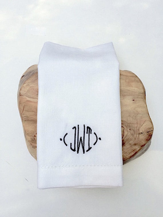 Modern Embroidered Monogrammed Cloth Dinner Napkins /Set of 4/
