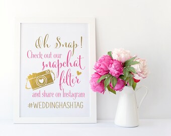 Snapchat Filter Wedding Sign | Instagram Wedding Sign | Wedding Sign PRINTABLE