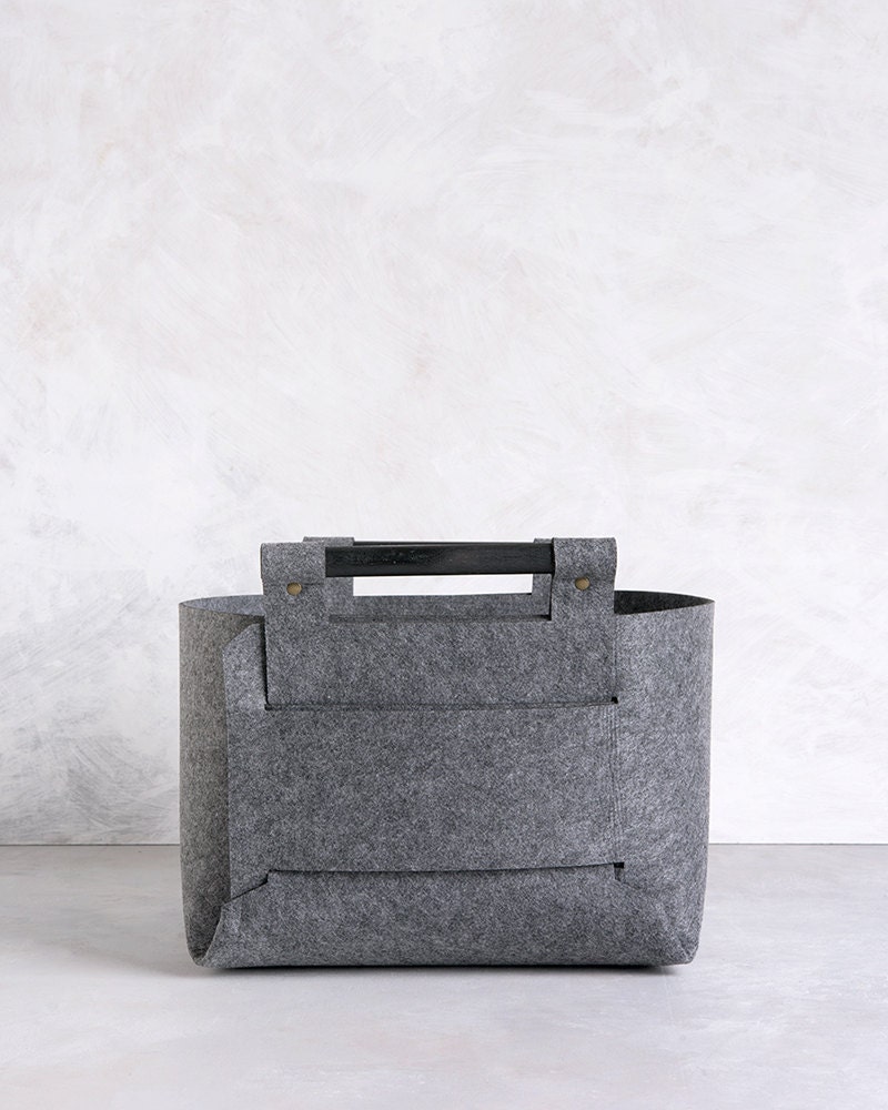 Felt Storage Bin Gray Storage Basket Felt Storage Box