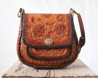 hand tooled saddle bag/1970's