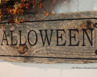 happy halloween sign primitive rustic farmhouse october trick or treat orange fall decor weathered barn wood - Rustic Halloween Decorations happy halloween sign primitive rustic farmhouse october trick or treat orange fall decor weathered barn wood - Rustic Halloween Decorations