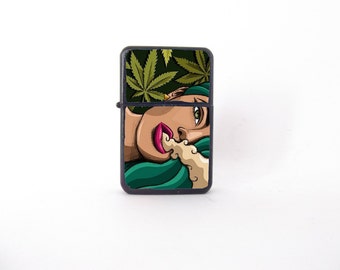 Mary Jane lighter, marijuana lighter, weed lighter, smoking lighter, graphic novel lighter, woman lighter, custom lighter, smoking girl