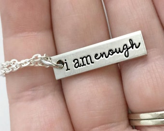 am blessed loved enough jewelry cluster mixed metal custom name stamped personalized necklace hand