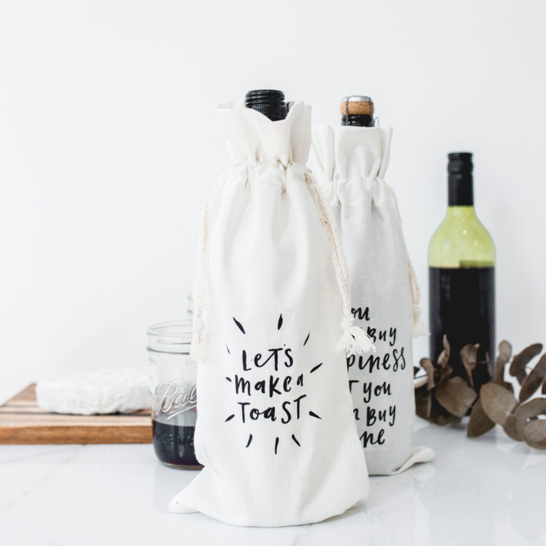 Let's Make a Toast Canvas Wine Bag