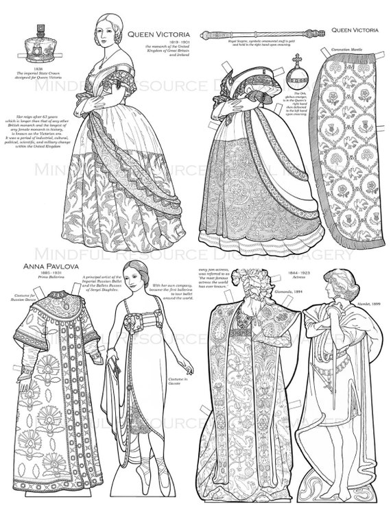 Famous Historical Women Coloring Pages Set Printable Paper