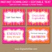 Hot Pink and Orange Printable Candy Buffet Labels DIY Food