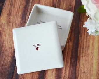 Mother of the Bride Gift or Mother of the Groom GIft - MOM Square Keepsake Box - With Gift Box