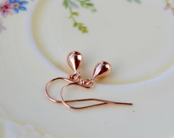 Rose Gold Teardrop Earrings, Rose Gold Earrings, Dainty Earrings, Bridesmaid Earrings, Rose Gold Jewellery, Rose Gold Drop Earrings, UK