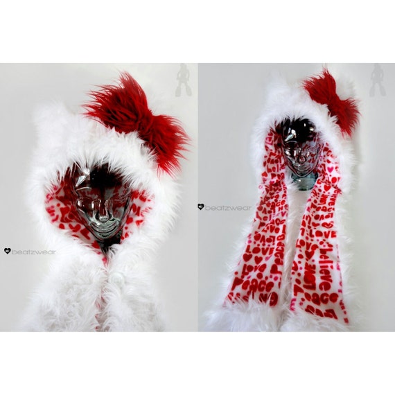 Kitty scoodie CUSTOM hello kitty inspired rave hood cat hat