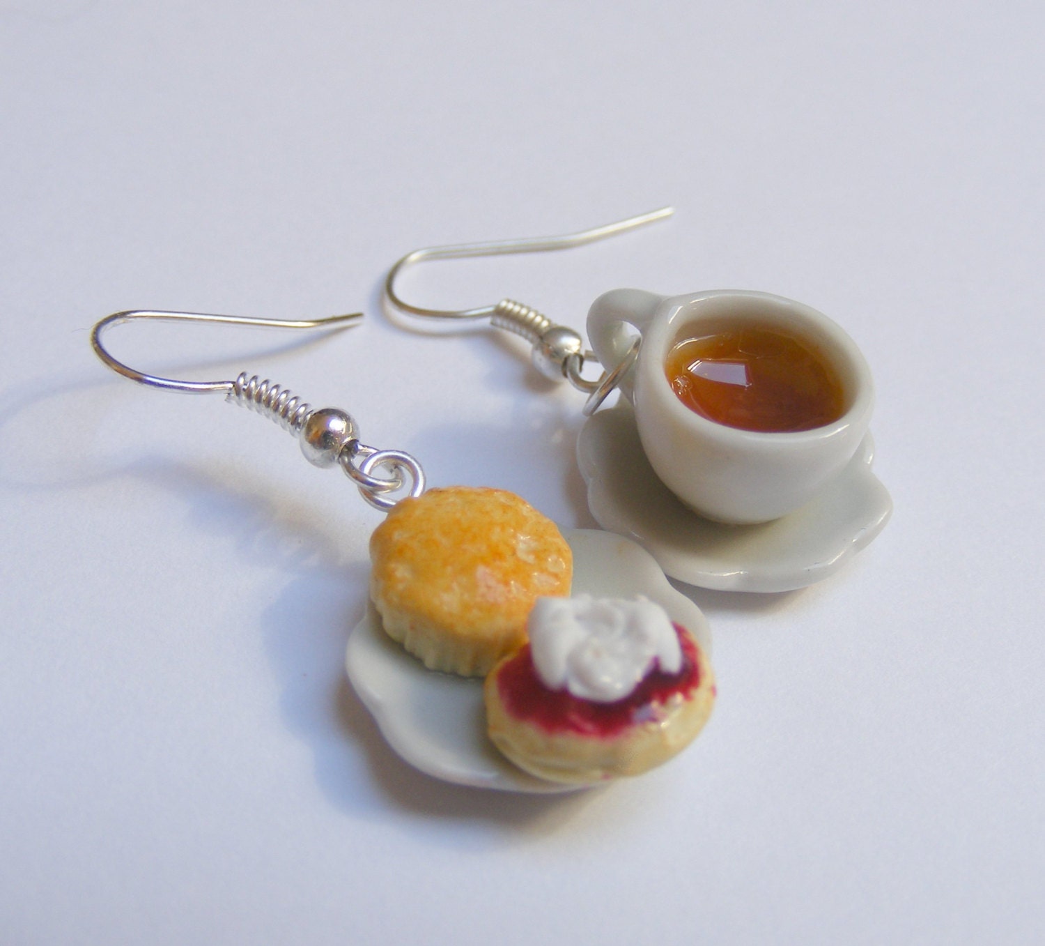 Food Jewelry Tea and Scone Earrings Cream Tea Earrings