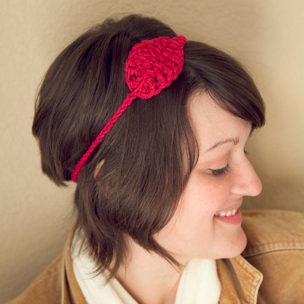 Red Leaf Headband Crochet Cotton by UnfadingLouise on Etsy