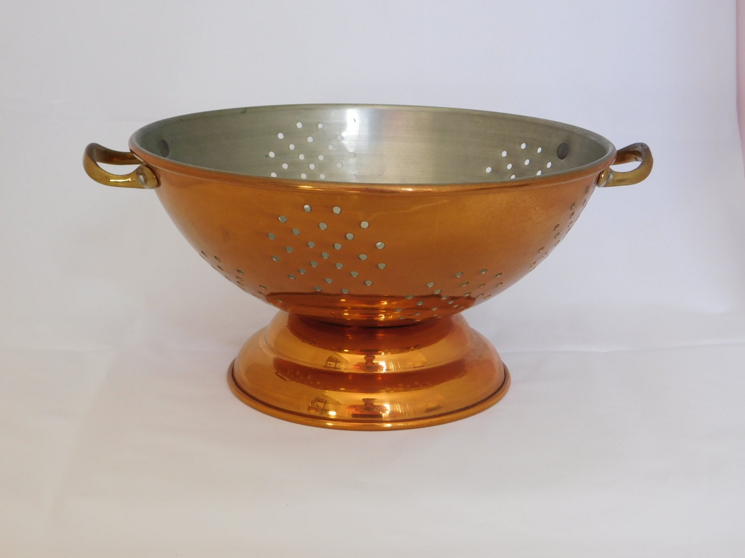 Copper Colander With Brass Handles Rustic Kitchen by oldandnew8