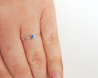 Sapphire Ring- Natural Blue Sapphire Ring, Tiny Sapphire Ring, Stackable Sapphire Ring, Gold Sapphire Ring, Silver Sapphire Ring