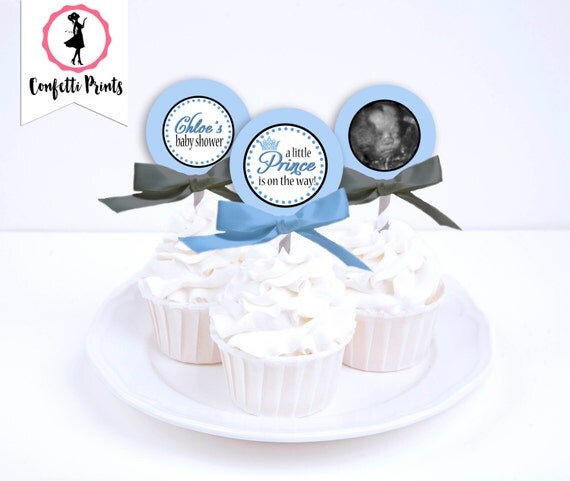 Prince Baby Shower Cupcake Toppers | Little Prince Shower | Royal Baby Shower | Boy Baby Shower Cupcake Picks - PRINCE IN PROGRESS Printable Il_570xn