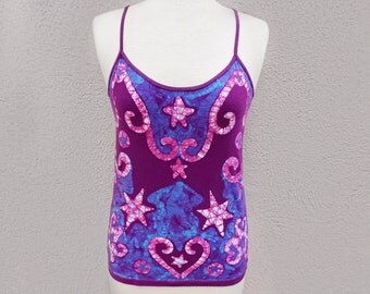 Hippie Tank Top, Boho Tank Top, Bohemian Clothing, Purple Tank Top, Yoga Tank Top, One of a Kind Gift for Her, Purple Batik Top, Festival
