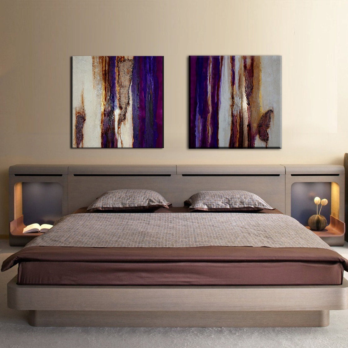 Metal Print Diptych Abstract Industrial decor Contemporary