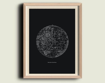 Moon Print Vintage Image Dark Side of the Moon