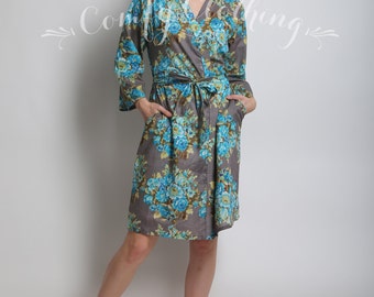 Floral kimono crossover robe CUSTOM Bridesmaids by ComfyClothing