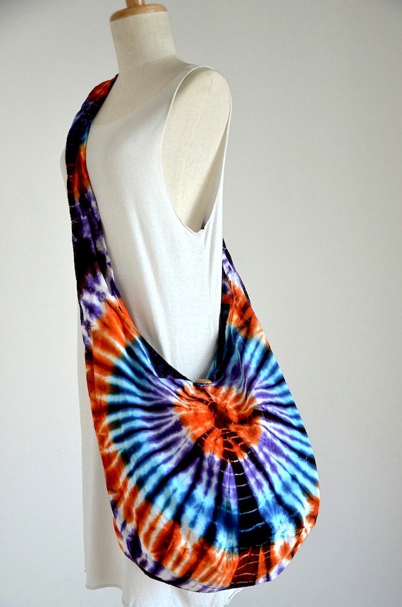 Tie Dye Bag Hippie Bag Hobo Bag Sling Bag Cotton by Dollypun