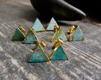 Turquoise Earrings,Turquoise Earrings Gold,Turquoise Stud Earrings,Turquoise Studs,Turquoise Post Earrings,Turquoise Jewelry,Triangle Studs