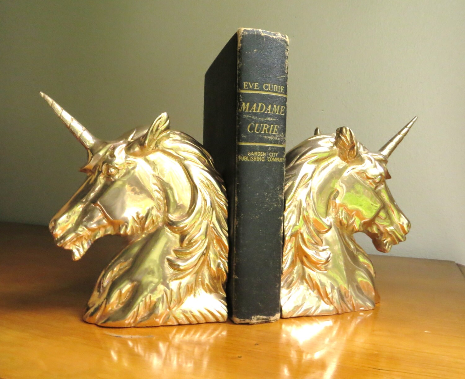 Vintage Brass Unicorn Bookends Gold Unicorn Book Ends Brass