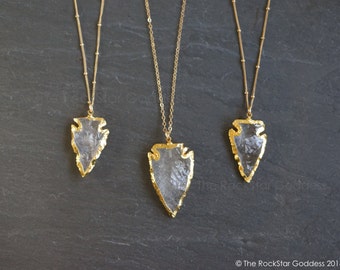 Arrowhead Necklace // Quartz Arrowhead // Quartz Necklace // Quartz Crystal // Crystal Necklace // Layering Necklace