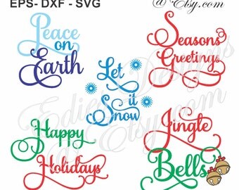 SVG Christmas Phrases EPS DXF Digital Download