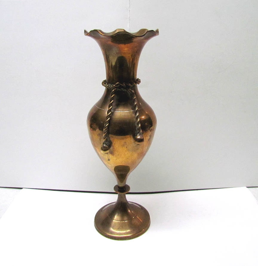 Tall Vintage Brass Vase Made in India Home Decor