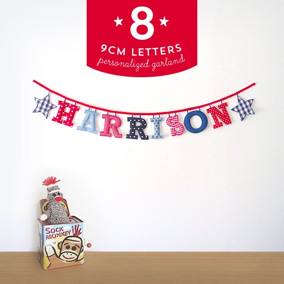 Customized Handmade Fabric Garlands - 8 Letter Name Il_570xn