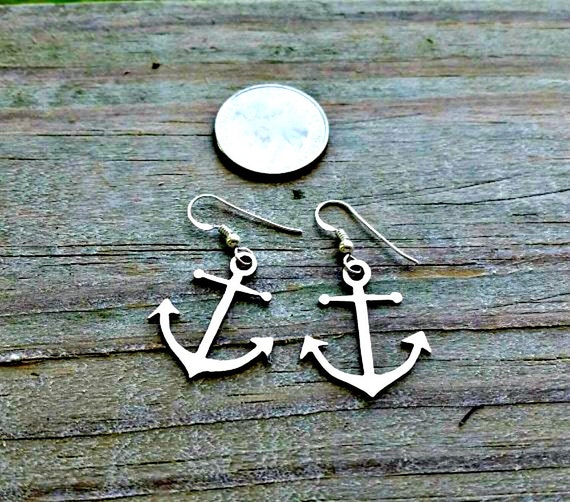 Anchor Earrings Silver Anchors Nautical Earrings Silver