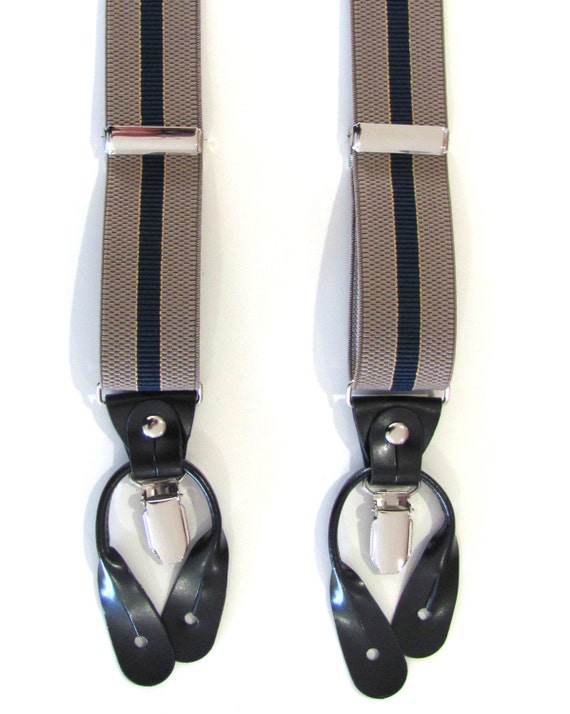 mens suspenders brown navy blue stripe combination suspenders mens suspenders brown navy blue stripe combination suspenders