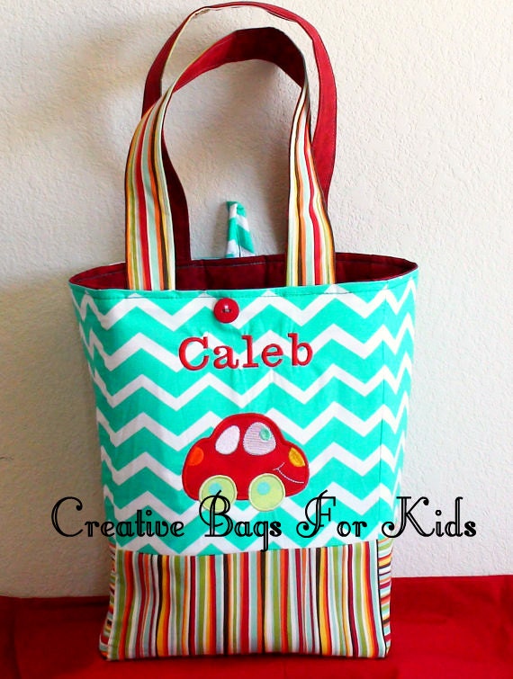 Car Tote Bag/ Kids Tote Bag/ Personalized bag/ Sleepover bag/