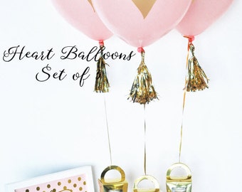 Bridal Shower Centerpiece, Bridal Balloons, Pink & Gold Balloons, Gold Heart Balloons, Baby Shower Balloons, Baby Girl Shower Decor