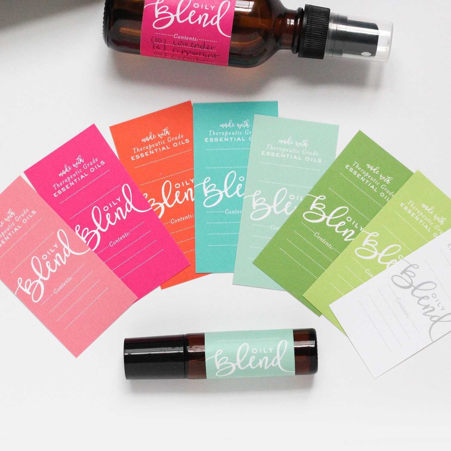 Essential oil roller bottle labels