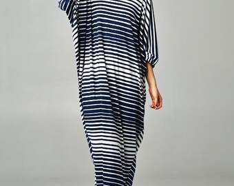 navy and white striped shirt dress