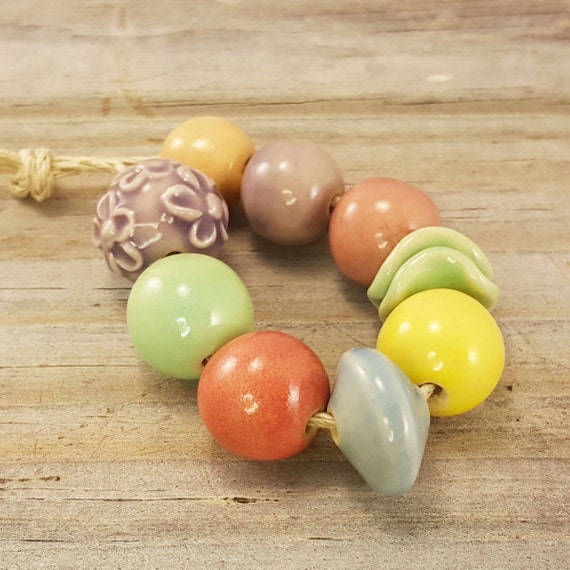 Ceramic bead set bead set ceramic beads artisan beads