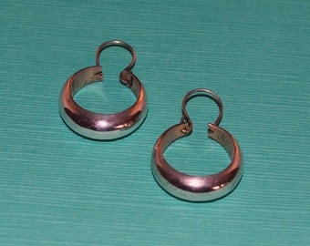 1970s Hoop Dangle Earrings in Sterling Silver