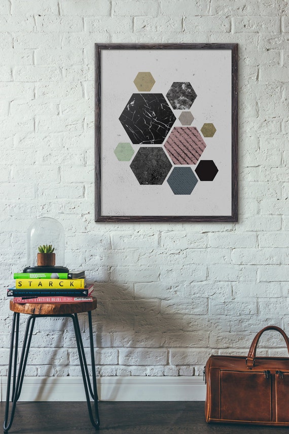 Abstract Wall Art Hexagon Art Print Modern Wall Art