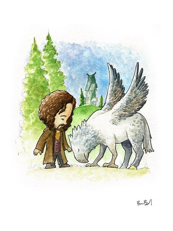 Sirius Black And Buckbeak Fan Art Watercolor Print