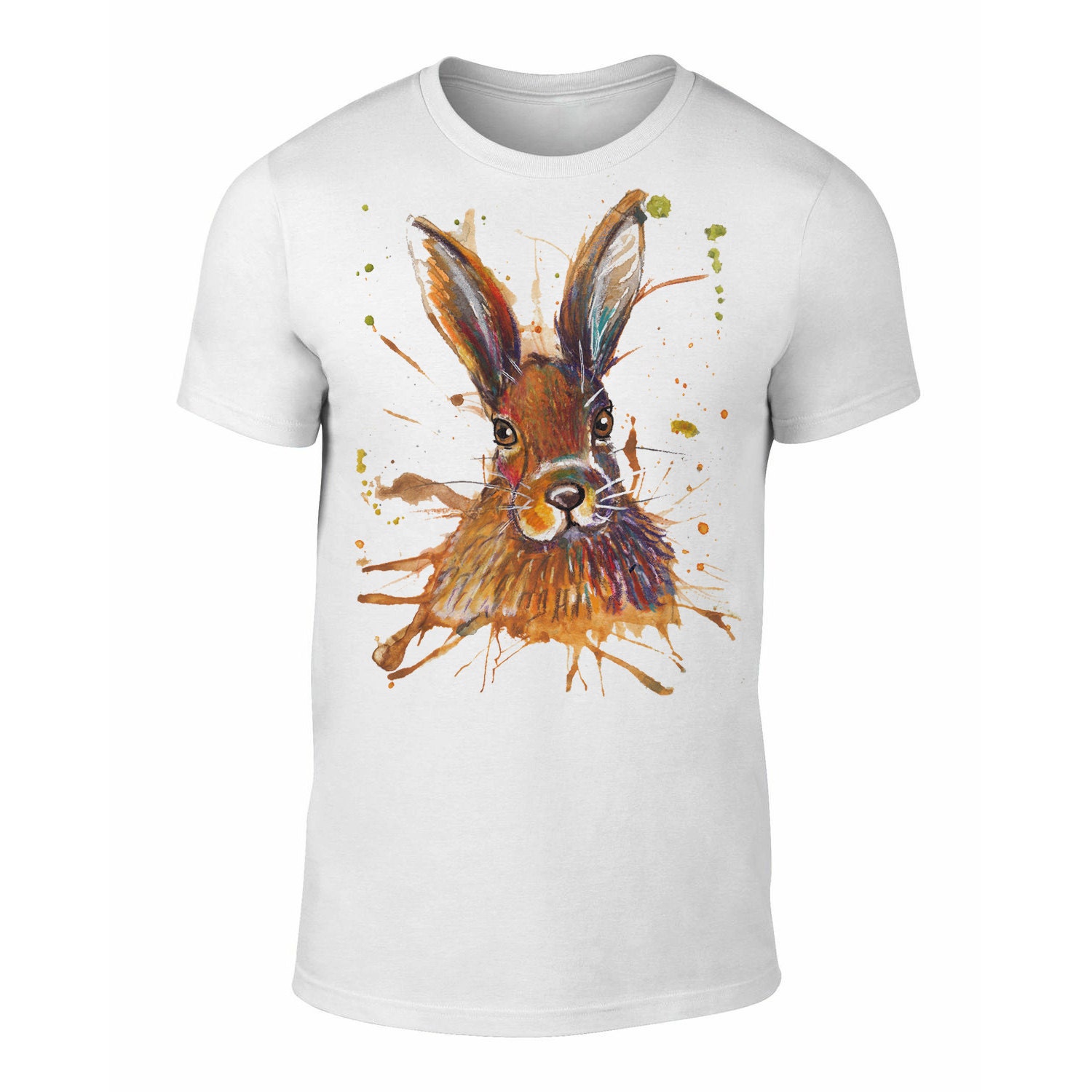 Unisex Hare Watercolour T-Shirt Hare Tee Hare Rabbit Art