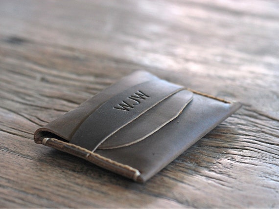 Leather Wallet PERSONALIZED Front Pocket Wallet Gift by JooJoobs