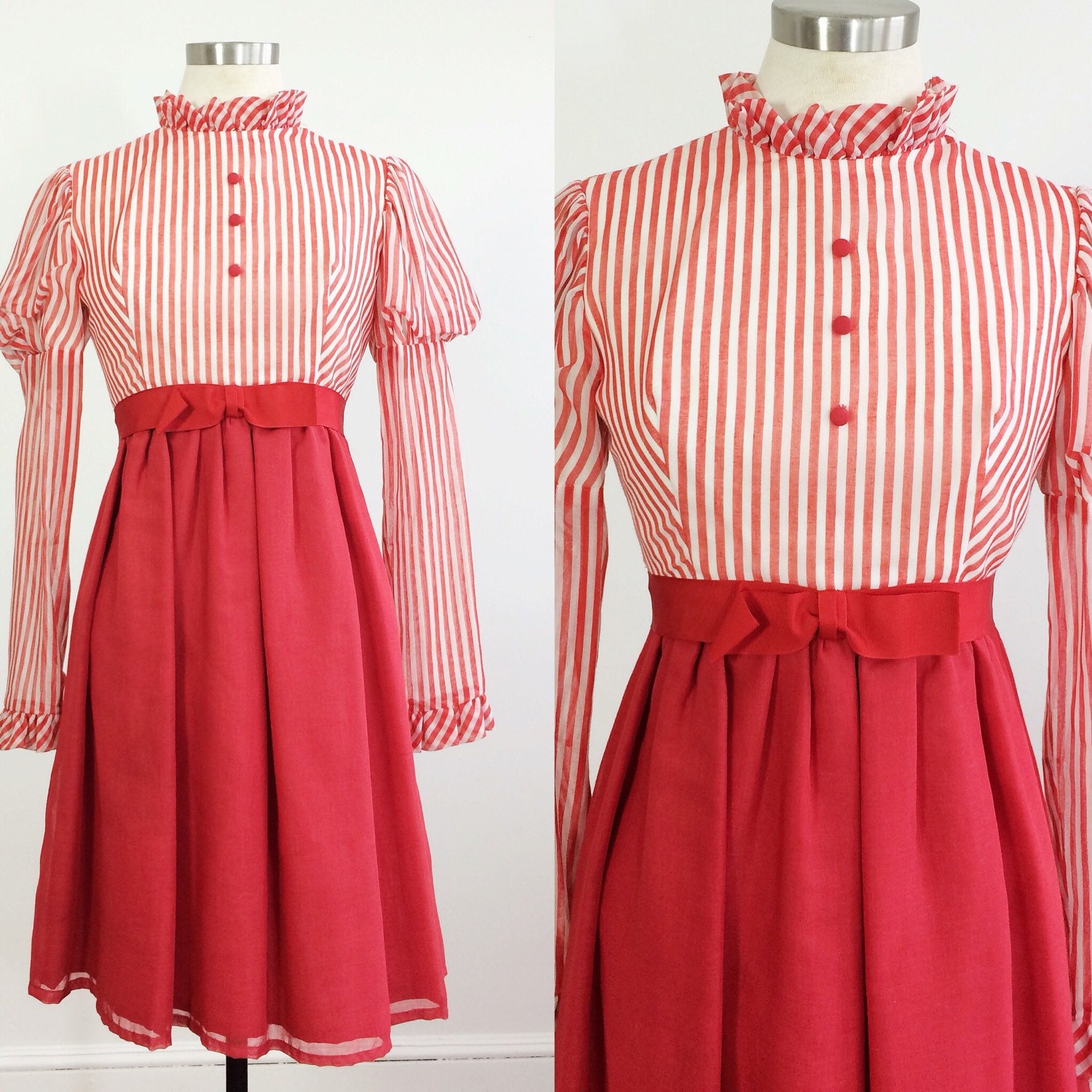 Striped Dress / Candy Striper Dress / Vintage Dress by milkandice