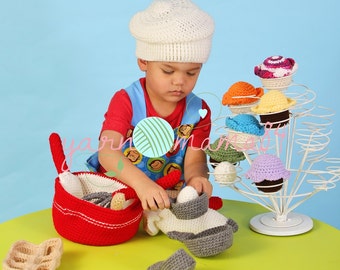 PDF Pattern - PDF ONLY - Play Food Set - Play Food Pattern - Cupcake Pattern - Baking Set - Baking Pattern - Baker Set - Baker Set Pattern