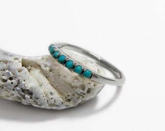 Eternity Turquoise ring, Turquoise anniversary ring, Personalized December birthstone ring, Turquoise gem ring, Turquoise stacking ring.