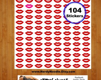 Lip Stickers, 104, Lip Sticker Set, Lip Envelope Seals, Lips Envelope Seals, Lip Scrapbook Stickers, Lip Planner Stickers, Scrapbook, Party