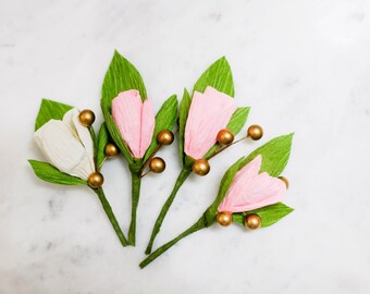 Paper Flower Boutonniere, Pink Groom Boutonniere, Wedding Paper Flower, White Boutonniere, Paper Boutonniere, Father of the Bride, Groomsmen