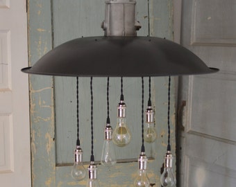 Industrial Chandelier, Repurposed Lighting, Multi Drop Lighting, Handcrafted Lighting, Industrial