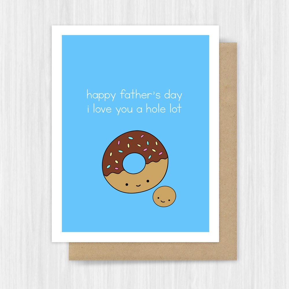 Happy Birthday Card For Dad Father Funny Donut Pun I Love You